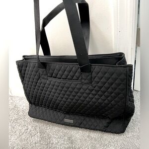 Black Quilted Vera Bradley Dual Compartment Travel Bag
